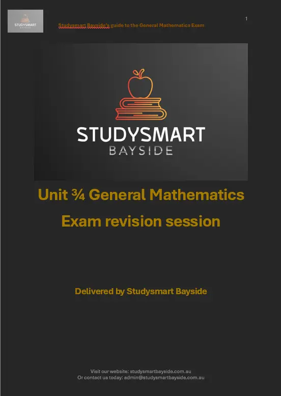 General Mathematics Exam Revision Booklet/Cheat Sheet